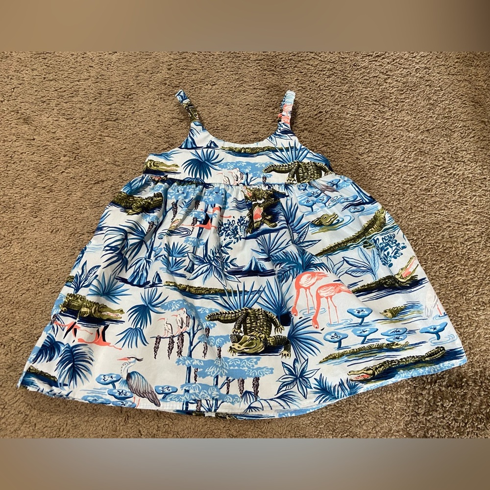 Aloha Republic Girls Hawaiian Dress USA Size 1T 100% Cotton Flamingo Gators Bird